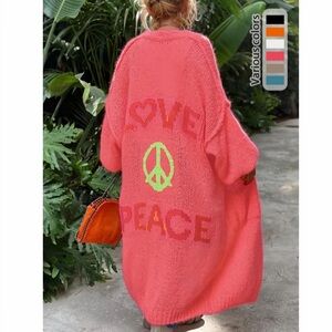Coral/ Pink Love & Peace Cardigan